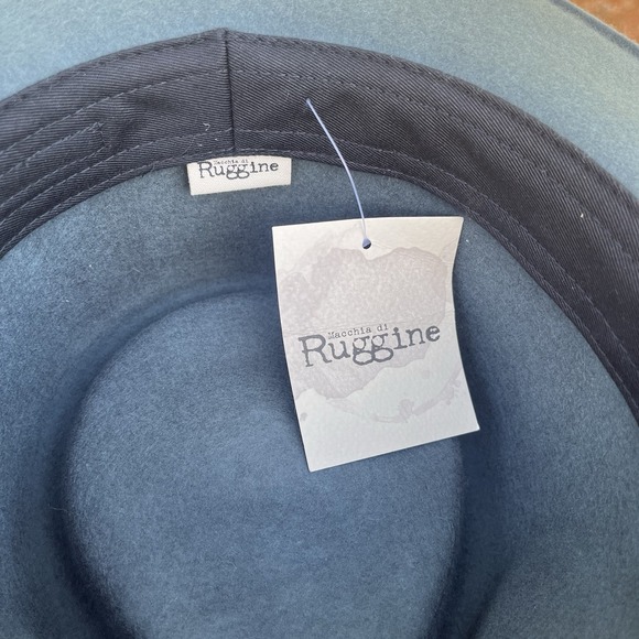 Macchia Di Ruggine Wool Panama Hat Suede Tie Band Gray Blue Adjustable Size - Picture 7 of 8